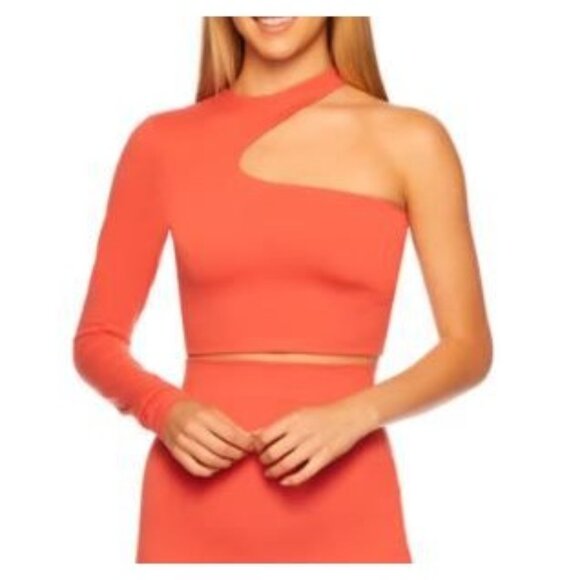 Susana Monoco Long Sleeve One Arm Crew Cut Out Top Women Size Medium NWT - Picture 1 of 14
